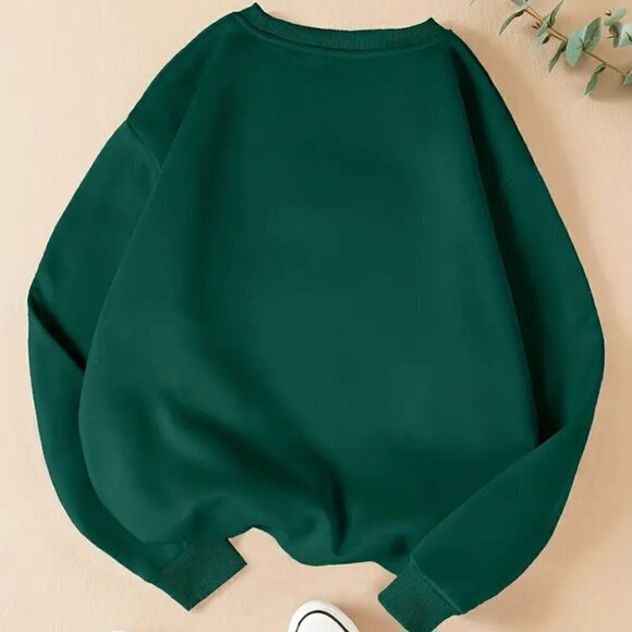 Bear & Selfie Cartoon Print Sweatshirt, Casual Long Sleeve Crew Neck Sweatshirt - Picture 2 of 10